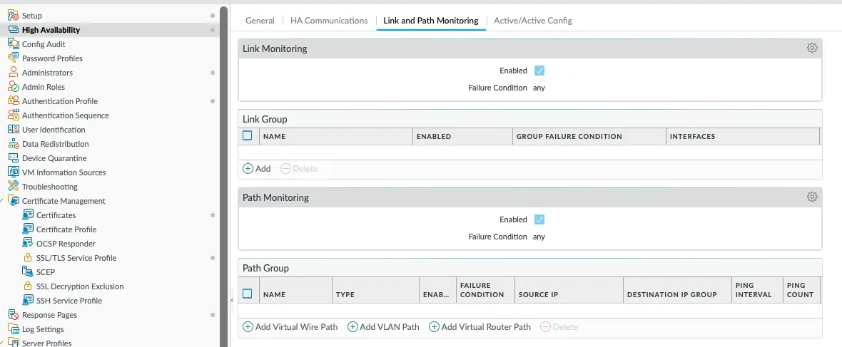 Link and Path Monitoring Configuration